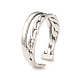 304 anillo de puño abierto de doble línea de acero inoxidable para mujer RJEW-I096-13P-1