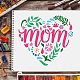 FINGERINSPIRE Mother's Day Heart Pattern Drawing Painting Stencils Templates (11.8x11.8inch) Heart Pattern with Word: Mom Stencils Decoration Stencils for Painting on Wood DIY-WH0172-388-6