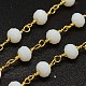 Faceted Rondelle Handmade Electroplate Glass Beaded Chains CHC-L029-01-1