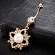 Anello in ottone con zirconi cubici e perla ombelico AJEW-EE0004-05-4