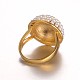 シックな女性の日常着のアクセサリー316ステンレス製のアクリルの真珠の指輪  ゴールドカラー  16mm RJEW-J066-92-16mm-4