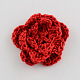 手作りのウール織りカボション  花  レッド  36x9mm X-WOVE-R046-07-1