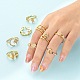 9Pcs 9 Style Adjustable Brass Micro Pave Clear Cubic Zirconia Cuff Rings RJEW-LS0001-18G-6