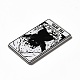 タロットテーマプリントアクリルパーツ  猫模様のチャーム付き長方形  ミックス模様  ブラック  39x24x2.5mm  穴：1.8mm MACR-G061-04-4