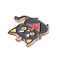 ハロウィンアロイエナメルペンダント  ゴールドカラー  猫の形  25x24x1mm  穴：1.5mm ENAM-P248-01G-A-3