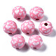 Painted Natural Wood European Beads WOOD-S057-060-1