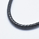 ネックレスのための編組ワックス綿コード  真鍮カニカン付き  鉄エクステンダーチェーン  プラチナ  ブラック  17.7インチ（45cm） NCOR-K001-01A-3