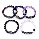 Pierre mélangée naturelle et perles rondes de roche de lave naturelle bracelet extensible de puissance d'énergie pour fille femmes BJEW-JB07041-1