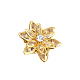 Acrílico diamante de imitación cabujones, con fornituras de latón de tono de oro, flor, para accesorios para el cabello, Claro, 23mm