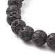 Natural Lava Rock Round Beaded Stretch Bracelet with Enamel Halloween Charms BJEW-JB08331-7
