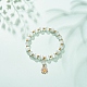 Bracelet extensible en perles œil de chat avec breloque marguerite en alliage d'émail pour femme BJEW-JB08542-2