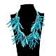 Fashion Women Jewelry Zinc Alloy Resin Branch and Feather Bib Statement Necklaces NJEW-BB15478-B-7