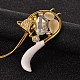 Эмаль лисы длинный регулируемый сплав горный хрусталь Lariat ожерелья NJEW-F193-B01-G-2