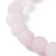 Bracelets extensibles en quartz rose naturel et pierre de lave teinte naturelle BJEW-JB03798-05-3