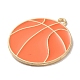 合金エナメルチャーム  ゴールドカラー  バスケットボール  28x25x1.5mm  穴：1.8mm ENAM-R147-13A-G-2