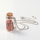 Cute Design Glass Wishing Bottle Pendant Necklaces NJEW-JN01090-2