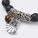 Natural Lava Rock Beads Charm Bracelets BJEW-O161-08-2