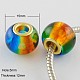 Mixed Large Hole Rondelle Two Tone Spray Painted Glass European Beads X-GPDL-R003-M2-2