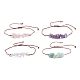 4Pcs 4 Style Chips Natural Mixed Beaded Bracelets Set with Brass Beads BJEW-JB07987-01-1