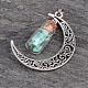 Column Glass Bottle with Synthetic Turquoise inside Pendants PALLOY-JF00170-01-2