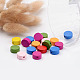 Mixed Color Flat Round Natural Wood Beads X-TB236Y-3