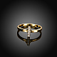 Крест сплава олова чешский горный хрусталь свадьбы палец кольца для женщин RJEW-BB15367-6G-4