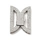 Brass Micro Pave Clear Cubic Zirconia Fold Over Clasps KK-G414-07P-1