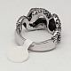 Retro personalizado 304 anillos de la serpiente del acero inoxidable para los hombres RJEW-F006-119-3