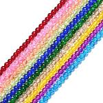 Разноцветные стеклянные бусины кракле, круглые, бусины : 4 мм диаметром, около 195 шт / нитка, 32 дюйм в длину, Отверстие: около 0.5 мм