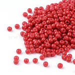 12/0 Grade A Round Glass Seed Beads, Baking Paint, Red, 12/0, 2x1.5mm, Hole: 0.7mm, about 30000pcs/bag