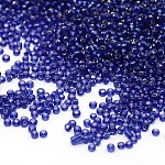 12/0 perles de rocaille en verre, trou rond argenté, ronde, bleu, 2mm, Trou: 1mm, environ 30000 perles / livre