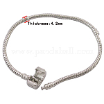 Pulseras de bronce de estilo europeo, con cierre de latón, junte con el signo de amor, de color platino, Platino, 180x10x3mm