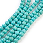 Chapelets de perles en turquoise synthétique, teinte, ronde, vert de mer clair, 6mm, Trou: 1.2mm, Environ 67 pcs/chapelet, 15.75 pouce