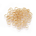 304 anelli portachiavi in ​​acciaio inox, anelli di salto a doppio anello, vero placcato oro 18k, 5x1mm, diametro interno: 4mm, singolo filo: 0.5mm
