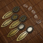 18x13mm Clear Domed Glass Cabochon Cover for DIY Alloy Portrait Bookmark Making, Cadmium Free & Nickel Free & Lead Free, Antique Bronze, Bookmark Cabochon Settings: 74x25mm