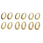 Серьги-кольца из латуни с микропаве из кубического циркония EJEW-H143-25G
