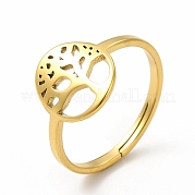 Ion Plating(IP) 304 Stainless Steel Tree of Life Adjustable Ring for Women RJEW-B027-26G