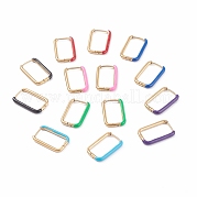 Двухцветные прямоугольные серьги-кольца Huggie Hoop из нержавеющей стали 304 с эмалью для женщин EJEW-C010-10-G
