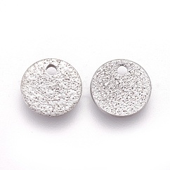 Breloques en acier inoxydable 304 anti-ternissement, texturé, rond plat avec bosses, couleur inoxydable, 8x1mm, Trou: 1.2mm