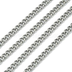 Cadenas de eslabones cubanos de acero inoxidable 304 resistentes al deslustre, cadenas gruesas, cadenas del encintado, con carrete, facetados, sin soldar, color acero inoxidable, 7x5x1.4mm, aproximadamente 32.8 pie (10 m) / rollo