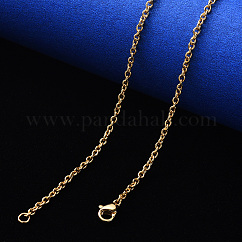 Collar de cadena de cable de acero inoxidable 304 con revestimiento al vacío de PVD, con cierre de pinza, real 18k chapado en oro, 19.68 pulgada (50 cm), link: 2.7x2x0.6 mm