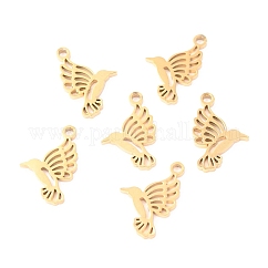 Anhänger aus Edelstahl 304, Laserschnitt, Kolibri, golden, 15x9.5x1.1 mm, Bohrung: 1.4 mm