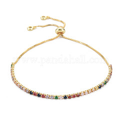 Bracciale tennis con zirconi, Bracciale da donna in vero ottone placcato oro 18k, nichel libero, colorato, 10.63 pollice (27 cm)