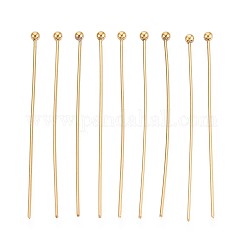 Épingles à tête en acier inoxydable 304, placage ionique (ip), véritable 18k plaqué or, 40mm, tête: 2 mm, 100 pièces / kit