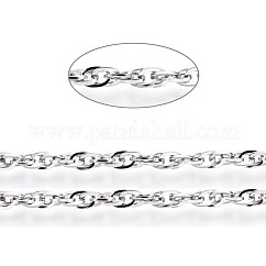 Cadenas de cuerda de acero inoxidable 304 resistentes al deslustre, soldada, con papel de cartas, color acero inoxidable, Enlaces: 4x2x1 mm, aproximadamente 32.8 pie (10 m) / tarjeta