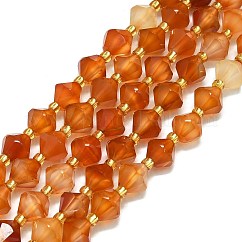 Cuentas de cornalina naturales hebras, facetados, bicono, 8~8.5x8~8.5mm, agujero: 1 mm, aproximamente 37 pcs / cadena, 15.35'' (39 cm)