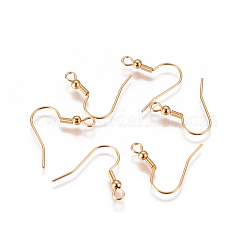 Ohrringhaken aus chirurgischem Edelstahl 316, mit horizontaler Schleife, echtes 18k vergoldet, 20x20x3 mm, Bohrung: 2 mm, 22 Gauge, Stift: 0.6 mm