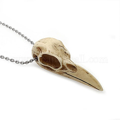 Colliers avec pendentifs en résine, avec des chaînes d'alliage, oiseau, navajo blanc, 23.62 pouce (60 cm)