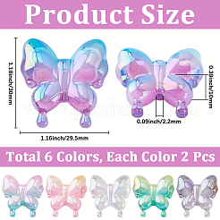 12 Stück 6 Farben UV-beschichtete transparente Acrylperlen&nbsp;MACR-PA0001-54
