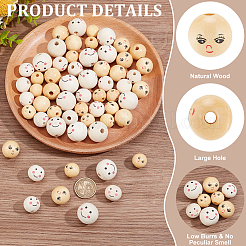 60 pièce 4 styles de perles européennes en bois&nbsp;WOOD-PH0002-91